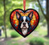 Boston Terrier Stained Glass Effect Heart Suncatcher